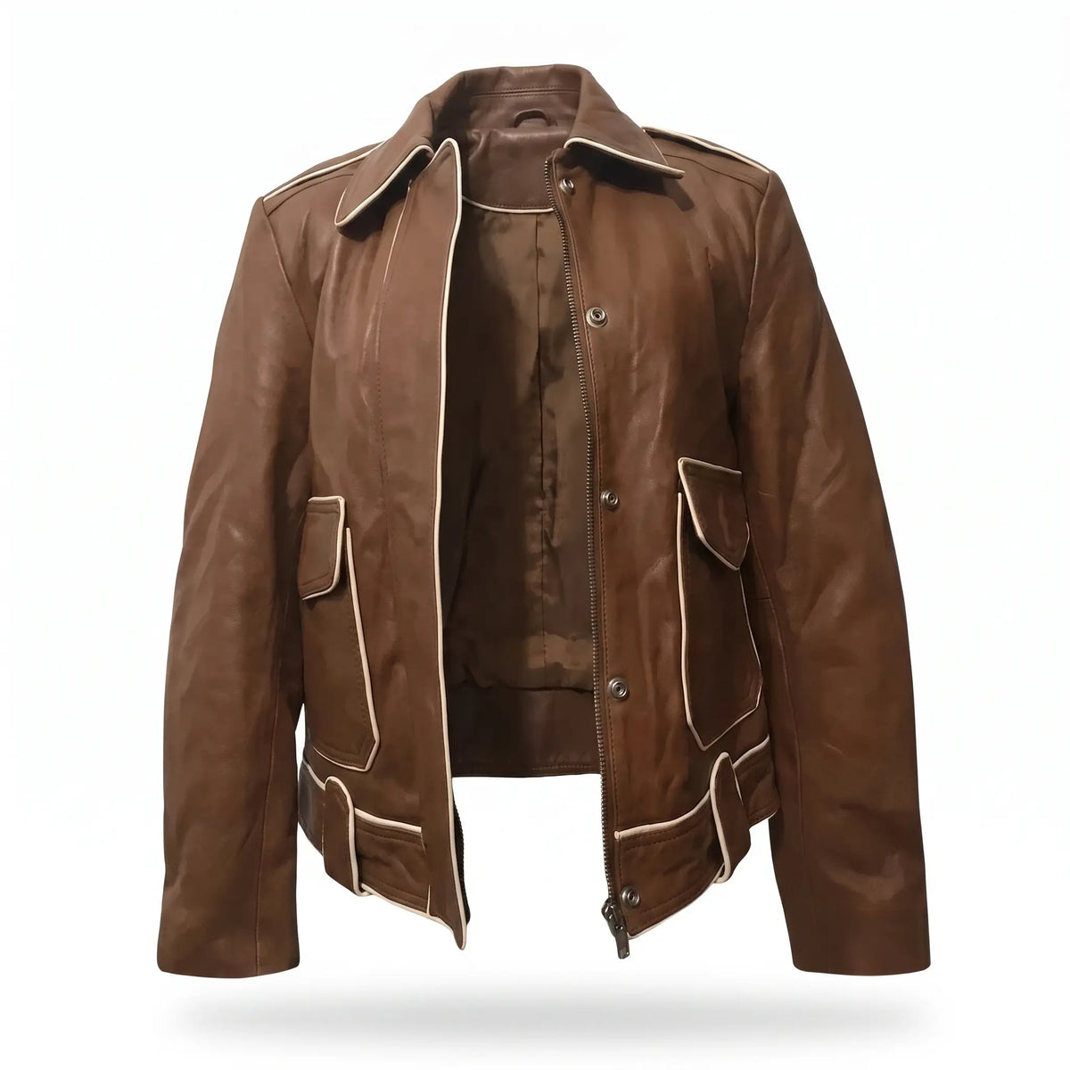 Custom Tailored Genuine Tanned Leather Biker Designer Ladies Jacket