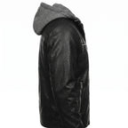 Leather Jacket Black Men’s-Hooded