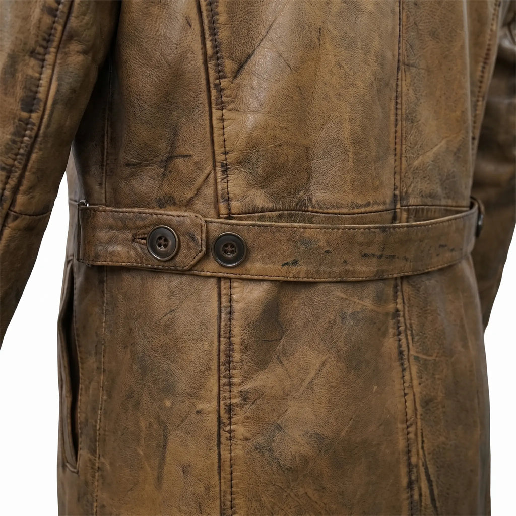 Men’s Custom Tailored Trench Coat Real Sheepskin Leather Duster Coat Men’s Wear