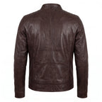 Real Leather Vintage Biker Jacket-Distressed Brown