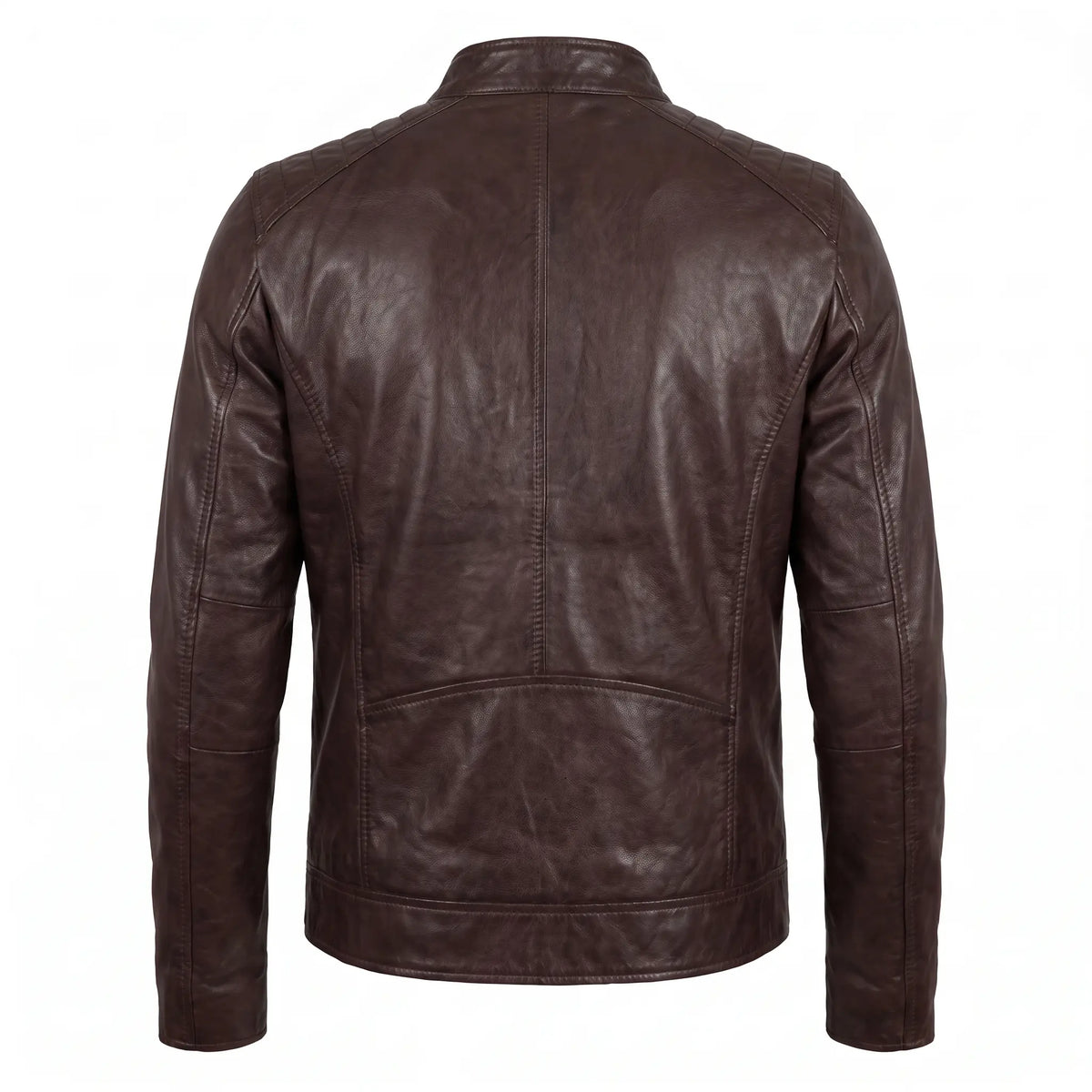Real Leather Vintage Biker Jacket-Distressed Brown
