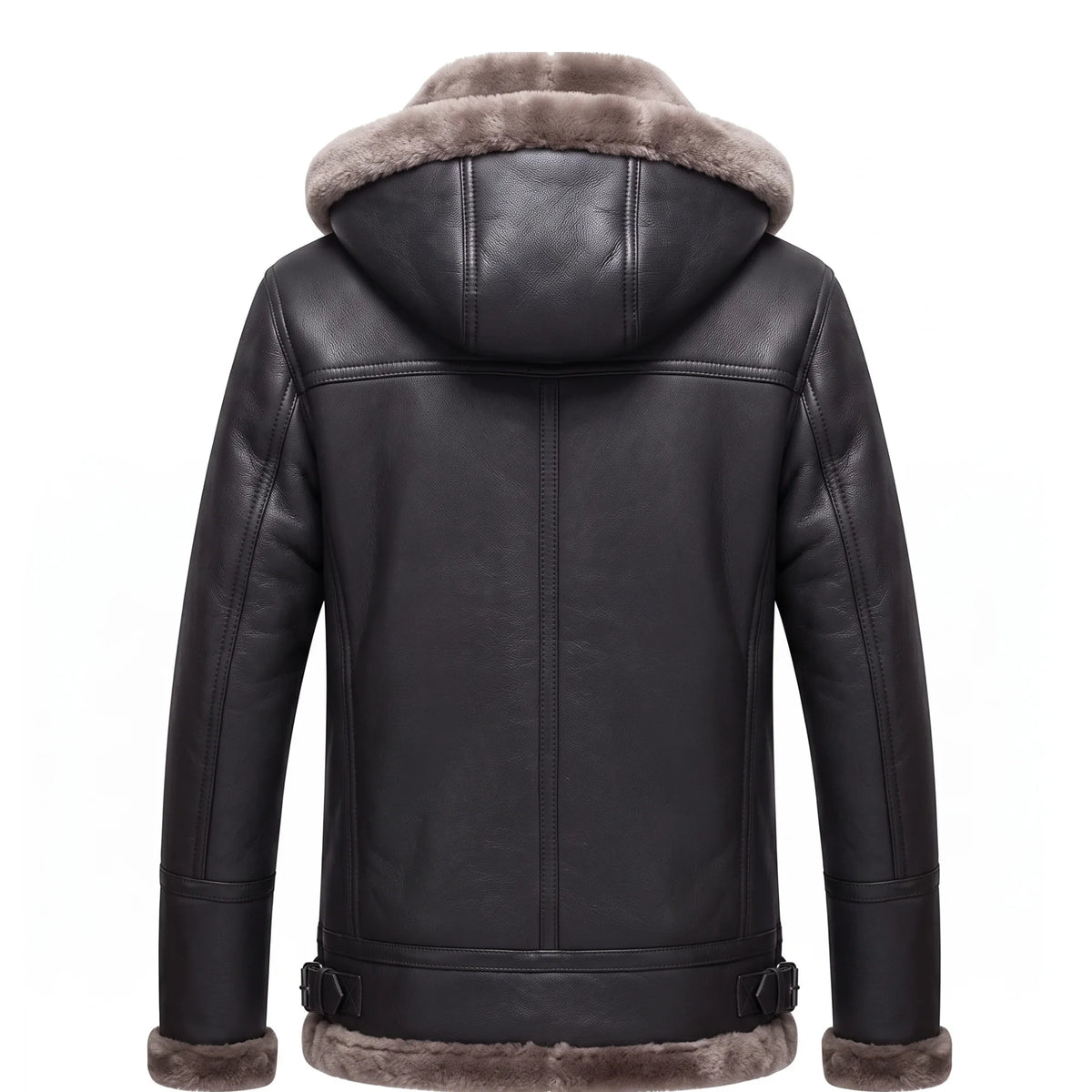 B3 Genuine Leather Aviator Flight Fur Shearling Bomber Hoodie Jacket