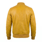 Custom Tailored Bomber Jacket Men’s Yellow Genuine Lambskin Biker Casual Jacket