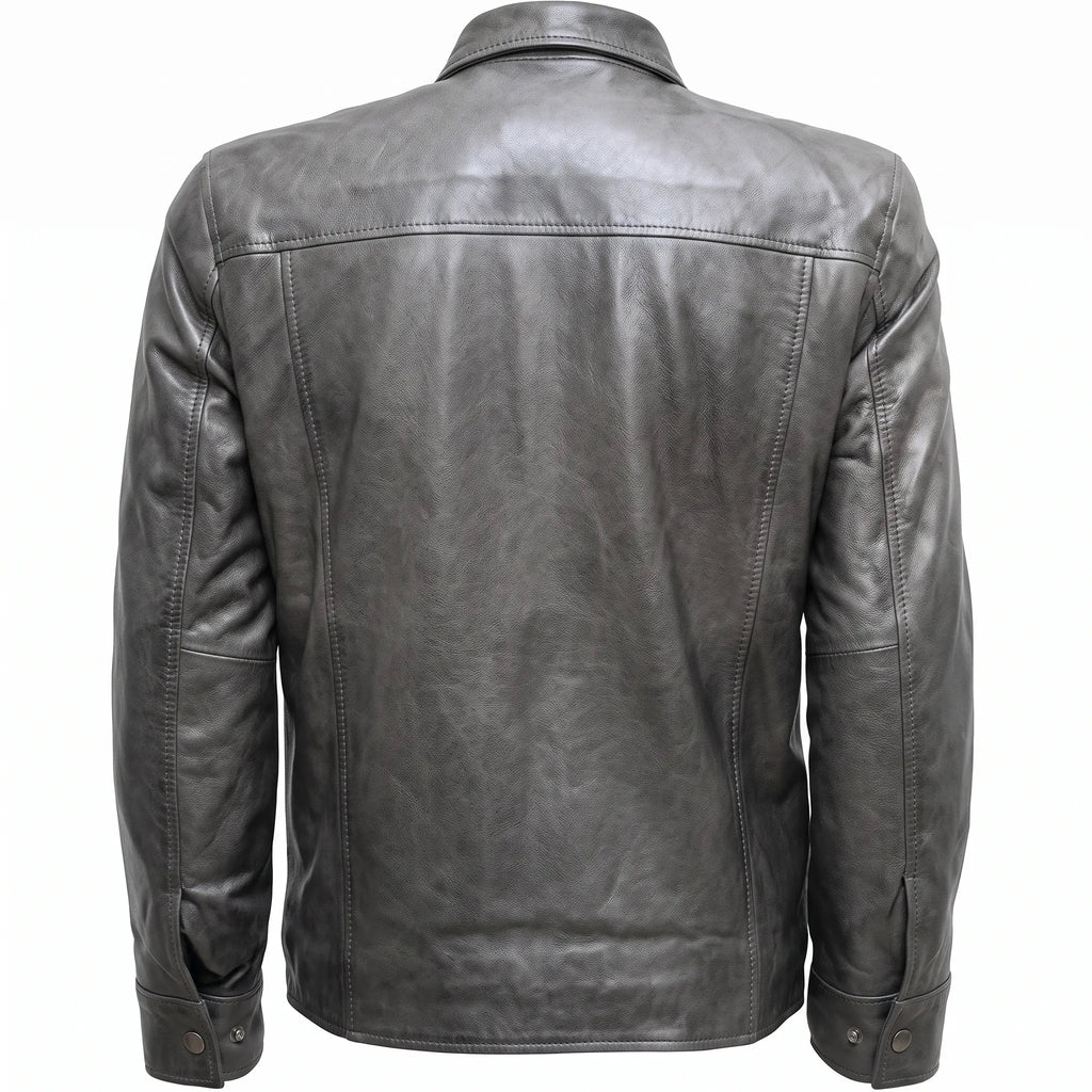 Real Leather Biker Jacket-Brown