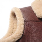 B3 Men Leather fur Vest -Aviator bomber Real Shearling Sheepskin Vest