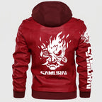 Custom Tailored CyberPunk 2077 Inspired Red Samurai Biker Genuine Leather Jacket