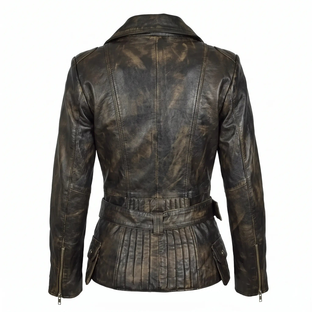 Women’s Custom Tailored Genuine Sheep Skin Leather Slim fit Biker Jacket