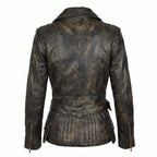 Women’s Custom Tailored Genuine Sheep Skin Leather Slim fit Biker Jacket