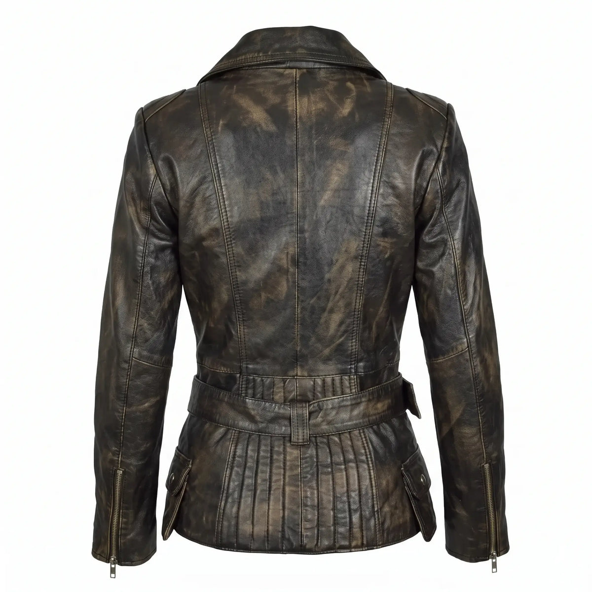 Women’s Custom Tailored Genuine Sheep Skin Leather Slim fit Biker Jacket