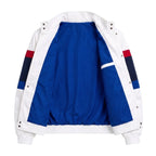 Custom Tailored Men’s Classic White Team USA Olympic Genuine Sheepskin Leather Jacket with USA Flag