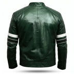 Custom Tailored Men’s Dark Green Motorcycle Genuine Leather Jacket