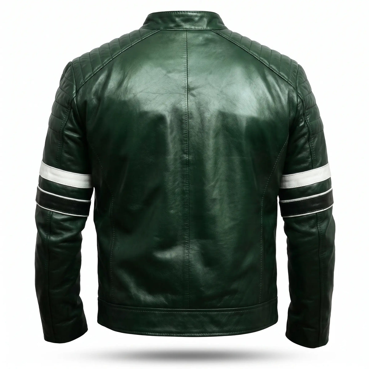 Custom Tailored Men’s Dark Green Motorcycle Genuine Leather Jacket