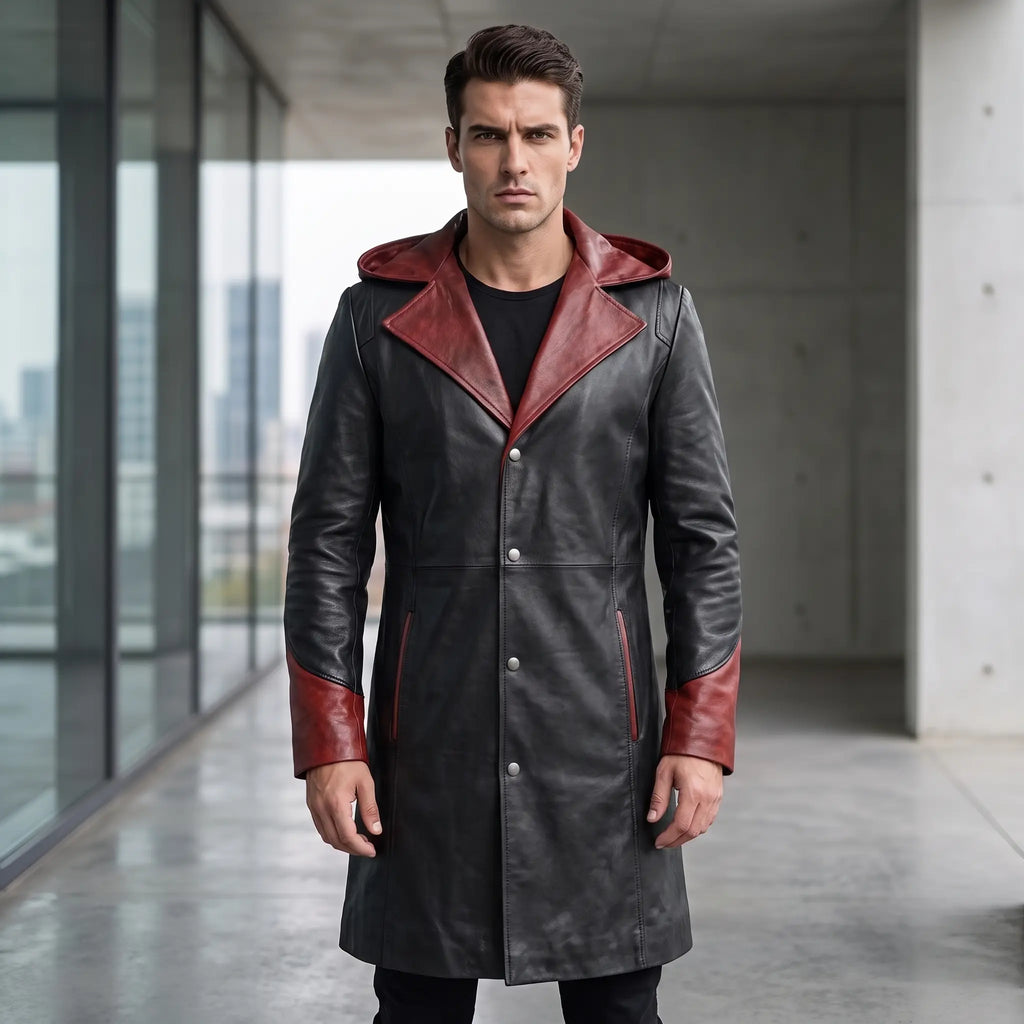 Custom Tailored Devil May Cry Dante Black Genuine Sheepskin Leather Coat