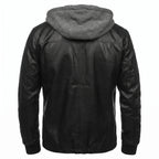 Leather Jacket Black Men’s-Hooded