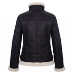 Custom Tailored Women’s Hooded Sheepskin B3 Flying Pilot Genuine Leather Jacket