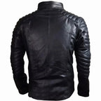 Custom Tailored Men’s Black Genuine Lambskin Motorcycle Superman Leather Jacket