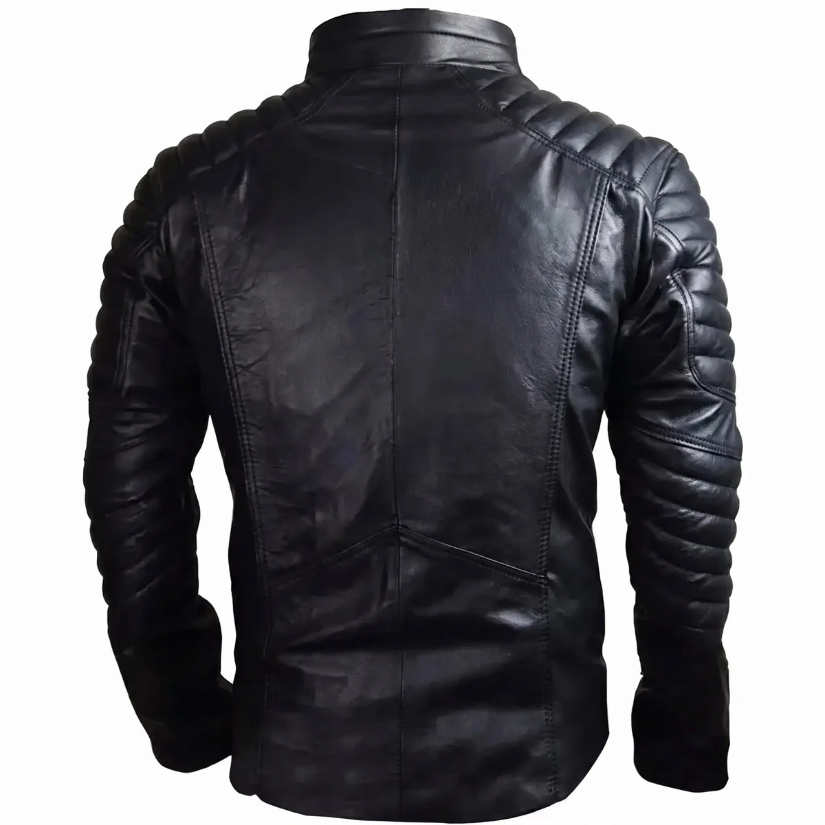 Custom Tailored Men’s Black Genuine Lambskin Motorcycle Superman Leather Jacket