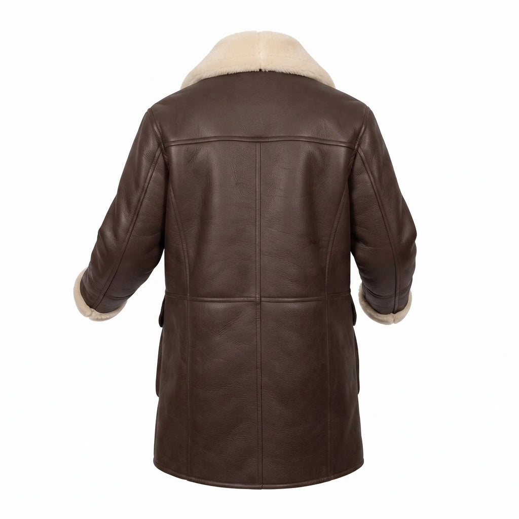 Custom Tailored B3 Men’s Genuine Distressed Sherpa Premium Leather Winter Coat