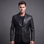 Custom Tailored Men’s Slim Fit Casual Genuine Sheepskin Leather Blazer