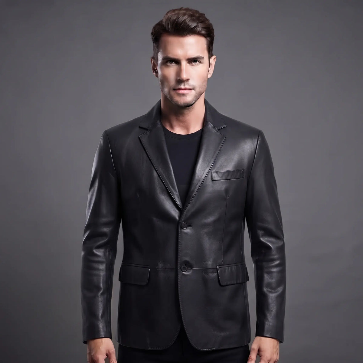 Custom Tailored Men’s Slim Fit Casual Genuine Sheepskin Leather Blazer