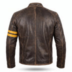 Custom Tailored Men’s Café Racer Genuine Sheepskin Leather Black Rub-off Jacket