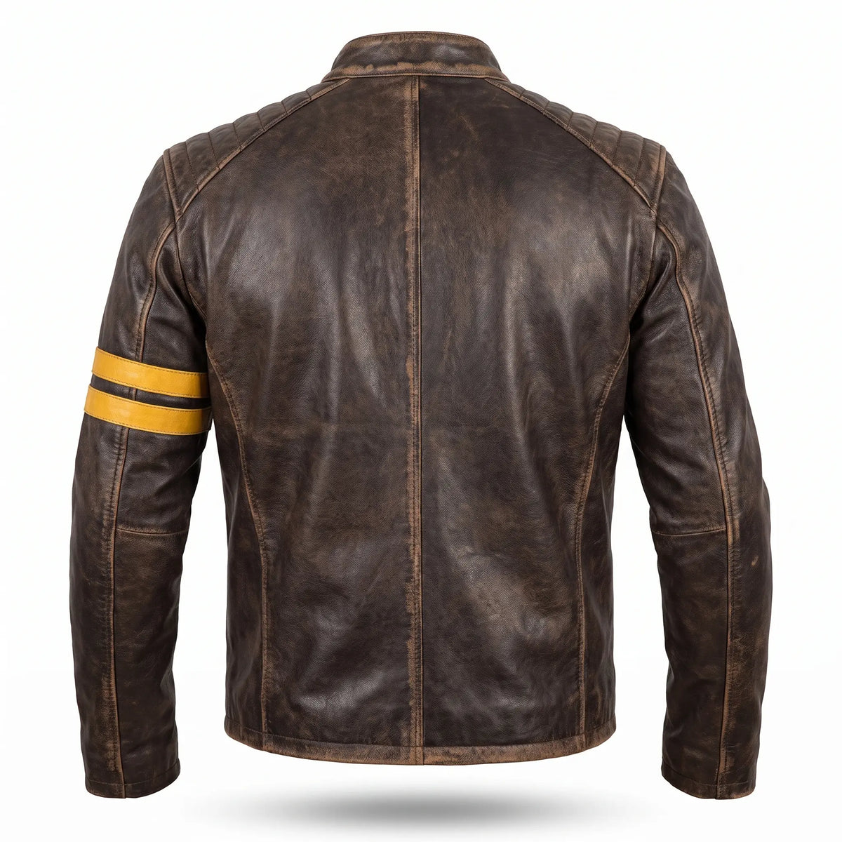 Custom Tailored Men’s Café Racer Genuine Sheepskin Leather Black Rub-off Jacket