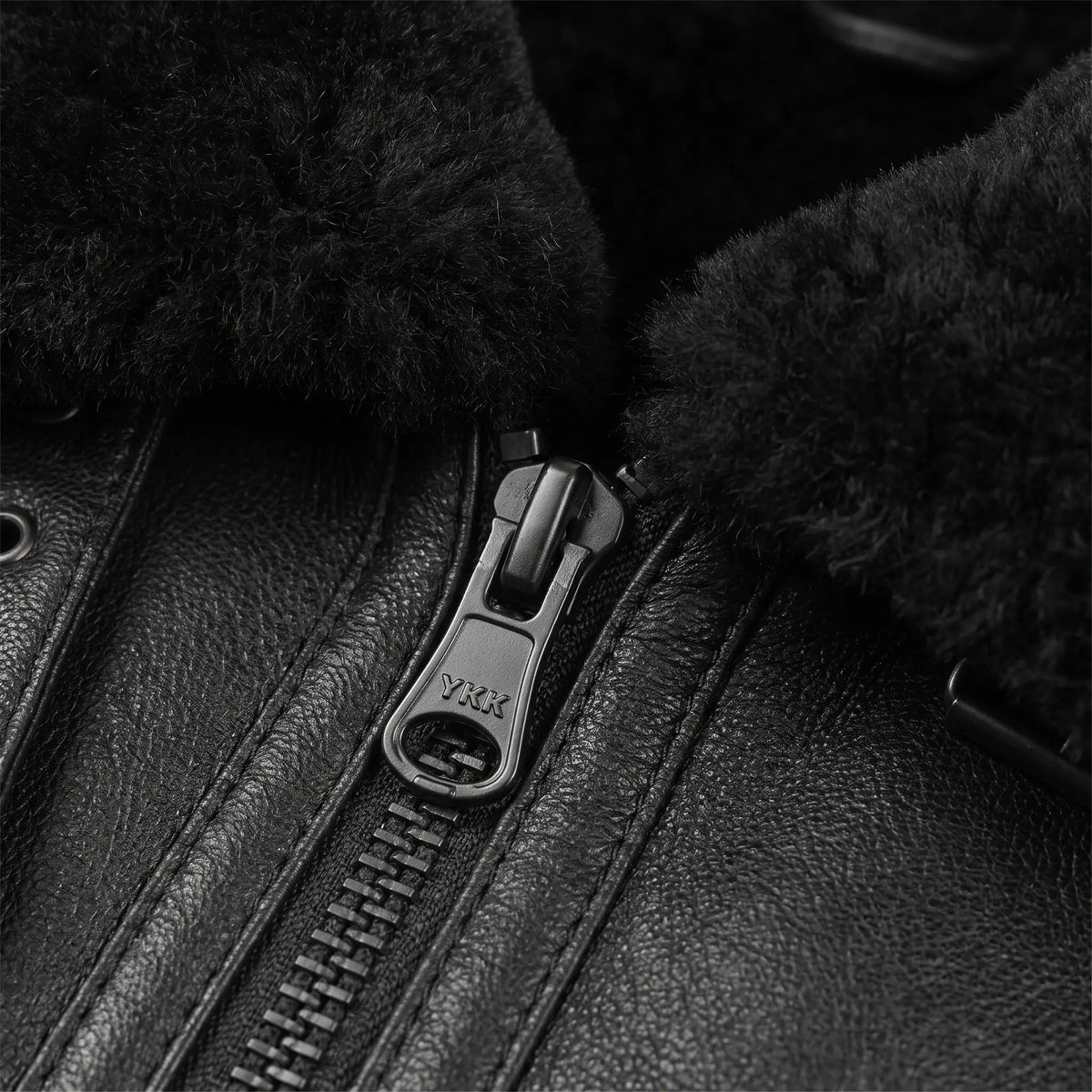 Men’s Sheepskin Shearling Fur Bomber B3 Aviator Black Leather Jacket