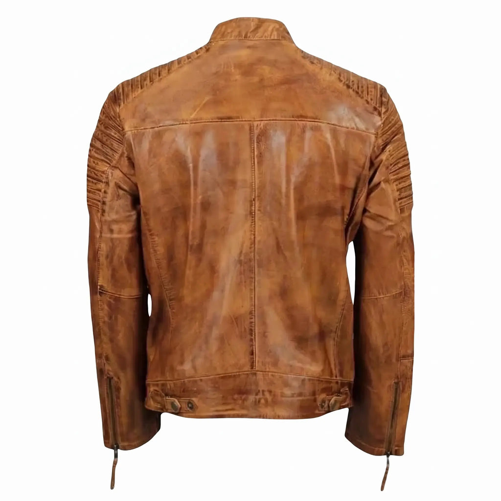 Custom Tailored Men’s Genuine Timber Antique Washed Vintage Biker Leather Jacket
