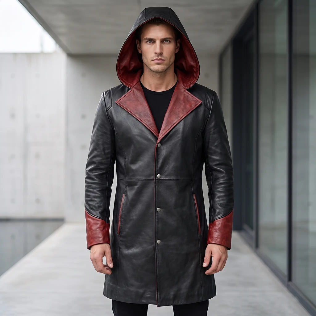 Custom Tailored Devil May Cry Dante Black Genuine Sheepskin Leather Coat