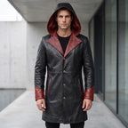 Custom Tailored Devil May Cry Dante Black Genuine Sheepskin Leather Coat