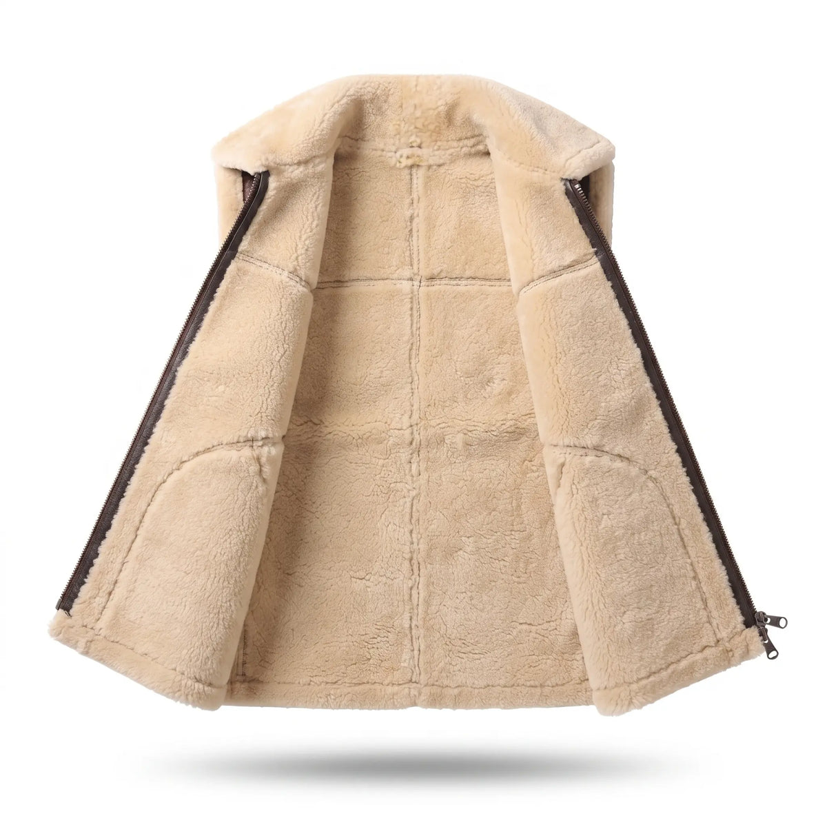 B3 Men Leather fur Vest -Aviator bomber Real Shearling Sheepskin Vest