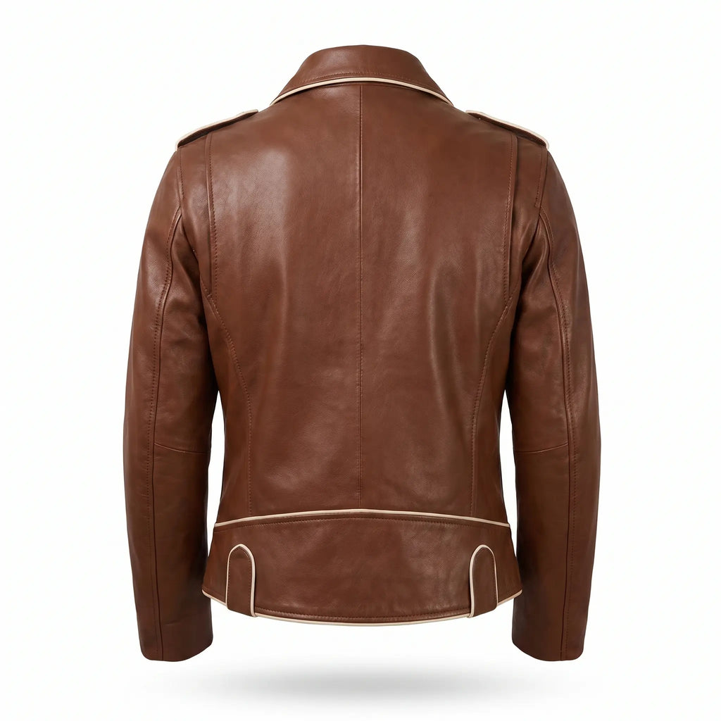 Custom Tailored Genuine Tanned Leather Biker Designer Ladies Jacket