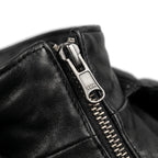 Custom Tailored Black Real Sheep Skin Leather Puffer Padded Raccoon Hood Jacket
