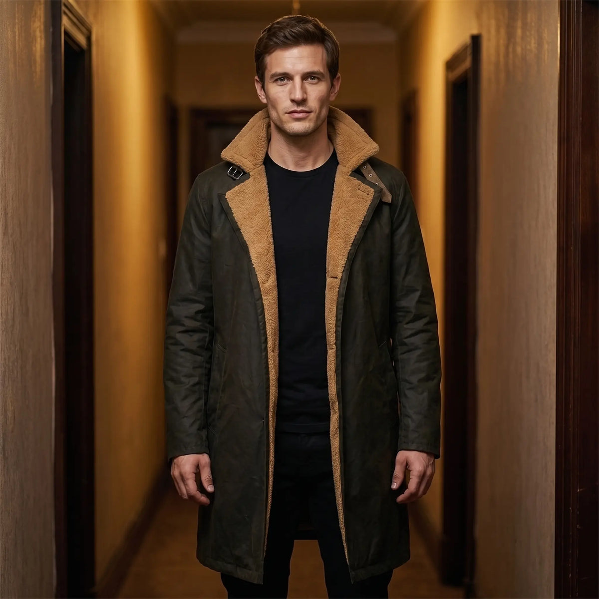 Custom Tailored Men’s Blade Runner 2049 Ryan Gosling Genuine Fur Trench Coat