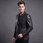 Custom Tailored Men’s Slim Fit Casual Genuine Sheepskin Leather Blazer