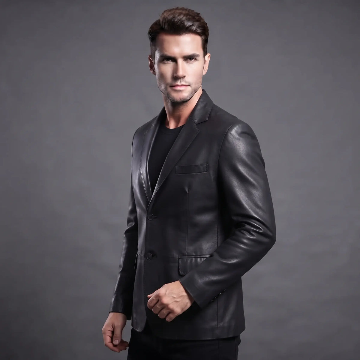 Custom Tailored Men’s Slim Fit Casual Genuine Sheepskin Leather Blazer
