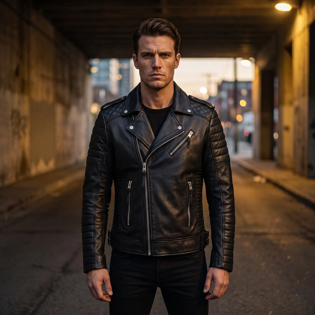 Men’s Black Leather Jacket – Motorcycle Jacket Men –Jacket Slim Fit Outwear