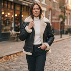 Custom Tailored Women’s Hooded Sheepskin B3 Flying Pilot Genuine Leather Jacket