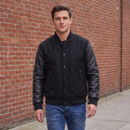 Custom Tailored Men’s Varsity Bomber Baseball Letterman Genuine Leather jacket