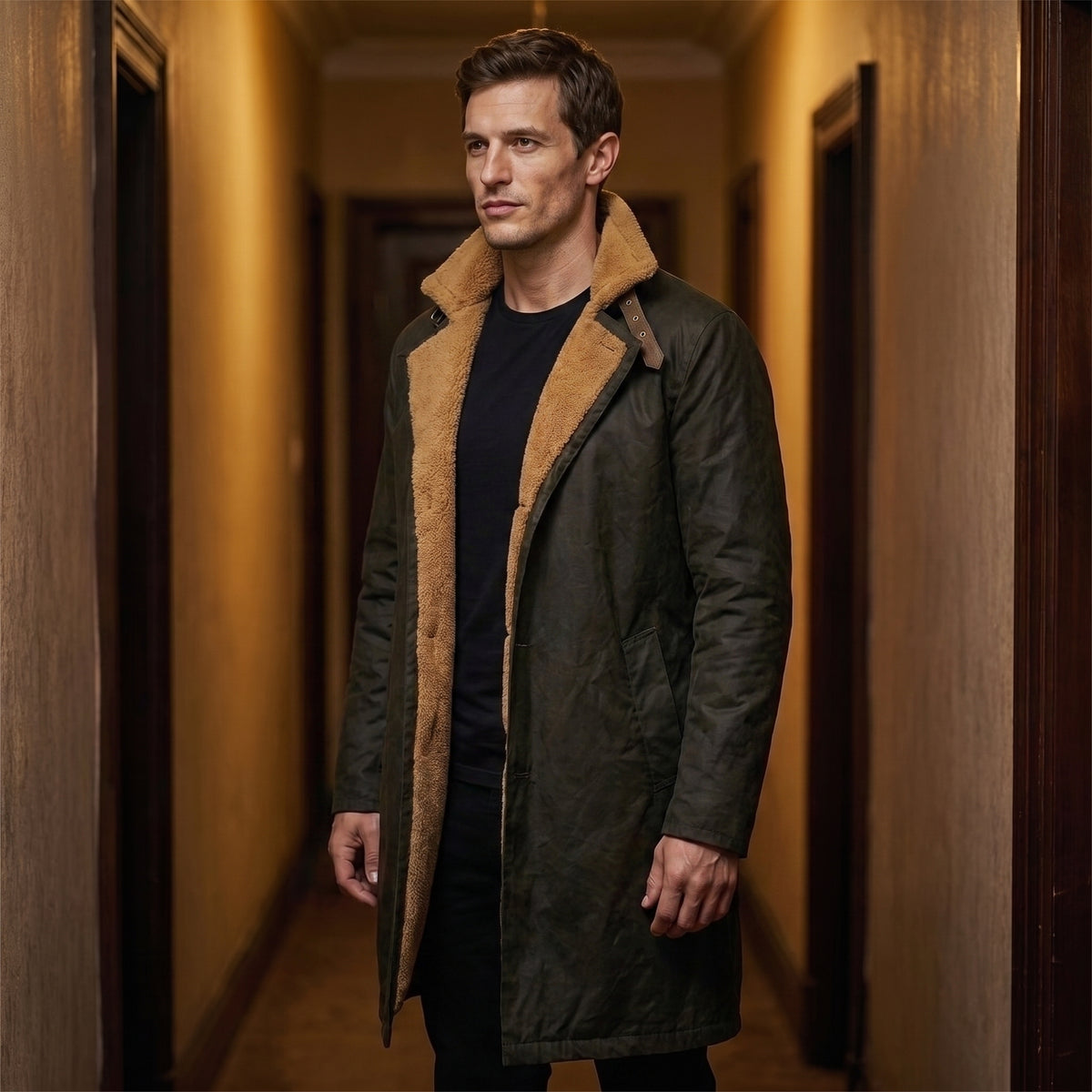 Custom Tailored Men’s Blade Runner 2049 Ryan Gosling Genuine Fur Trench Coat