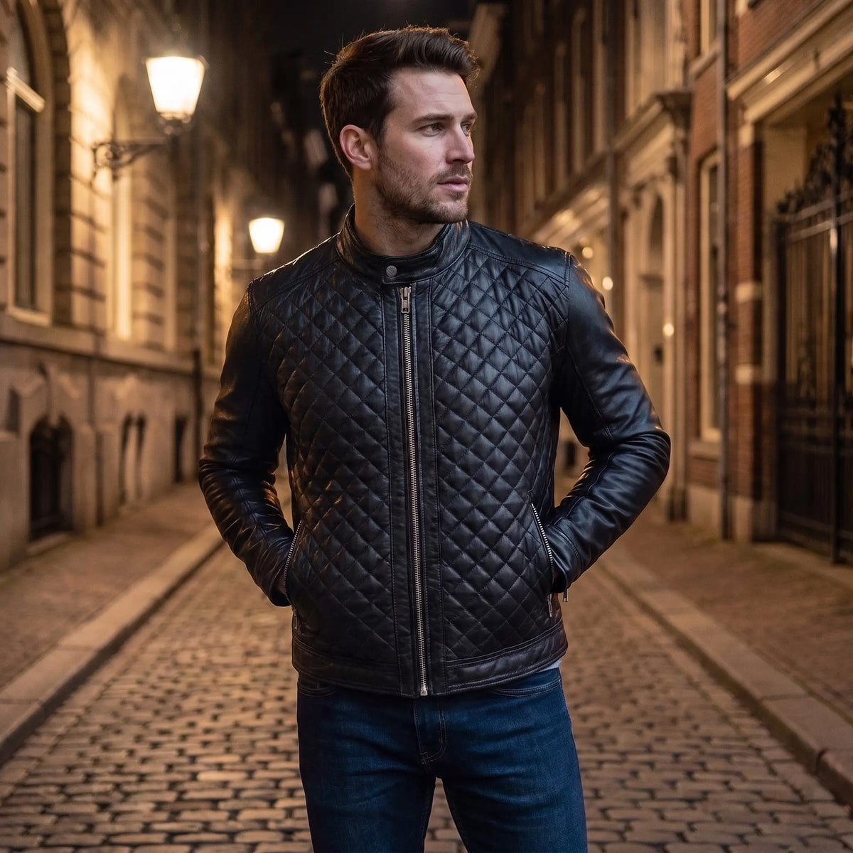 Custom Tailored Men’s Real Genuine Leather Biker Slim Fit Sleek Retro Jacket