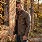 Custom Tailored Men’s Genuine SheepSkin Leather Casual Slim Fit Biker Jacket