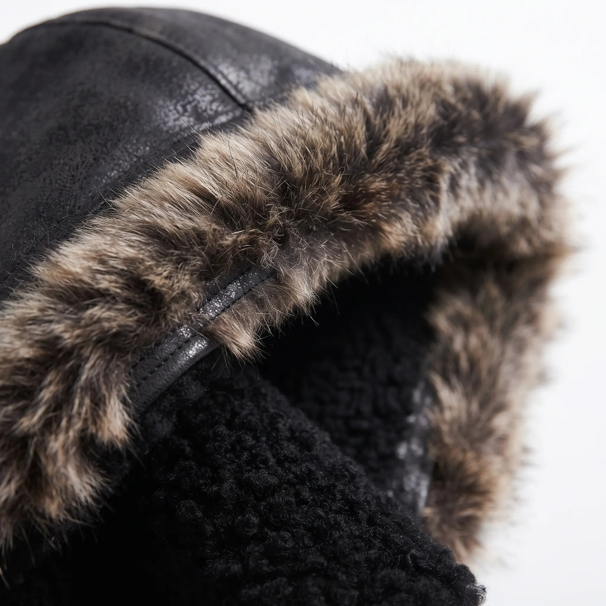 Custom Tailored Men’s Black Aviator Real Sheepskin Shearling Leather Jacket