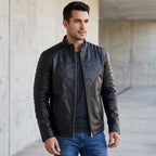 Custom Tailored Men’s Black Genuine Lambskin Motorcycle Superman Leather Jacket