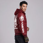 Custom Tailored CyberPunk 2077 Inspired Red Samurai Biker Genuine Leather Jacket
