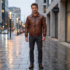 Custom Tailored Men’s Biker Genuine Vintage Distressed Bomber Leather Jacket