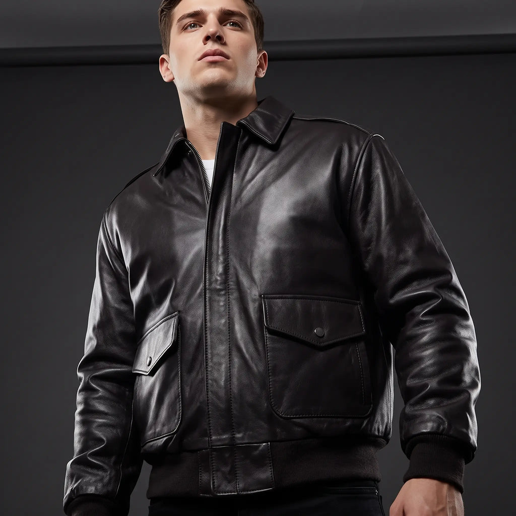 Bomber Motor Biker Real Sheepskin Leather Jacket