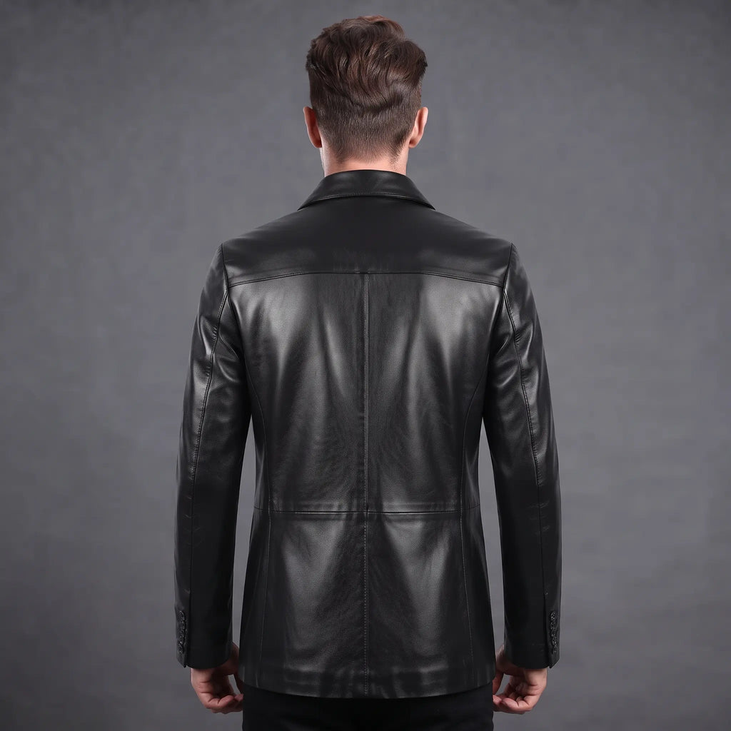 Custom Tailored Men’s Slim Fit Casual Genuine Sheepskin Leather Blazer