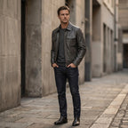 Real Leather Biker Jacket-Brown