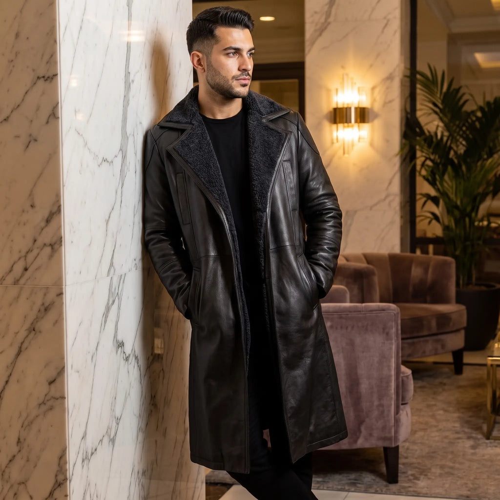 Custom Tailored Blade Runner 2049 Ryan Gosling Genuine Fur Collar Trench Coat